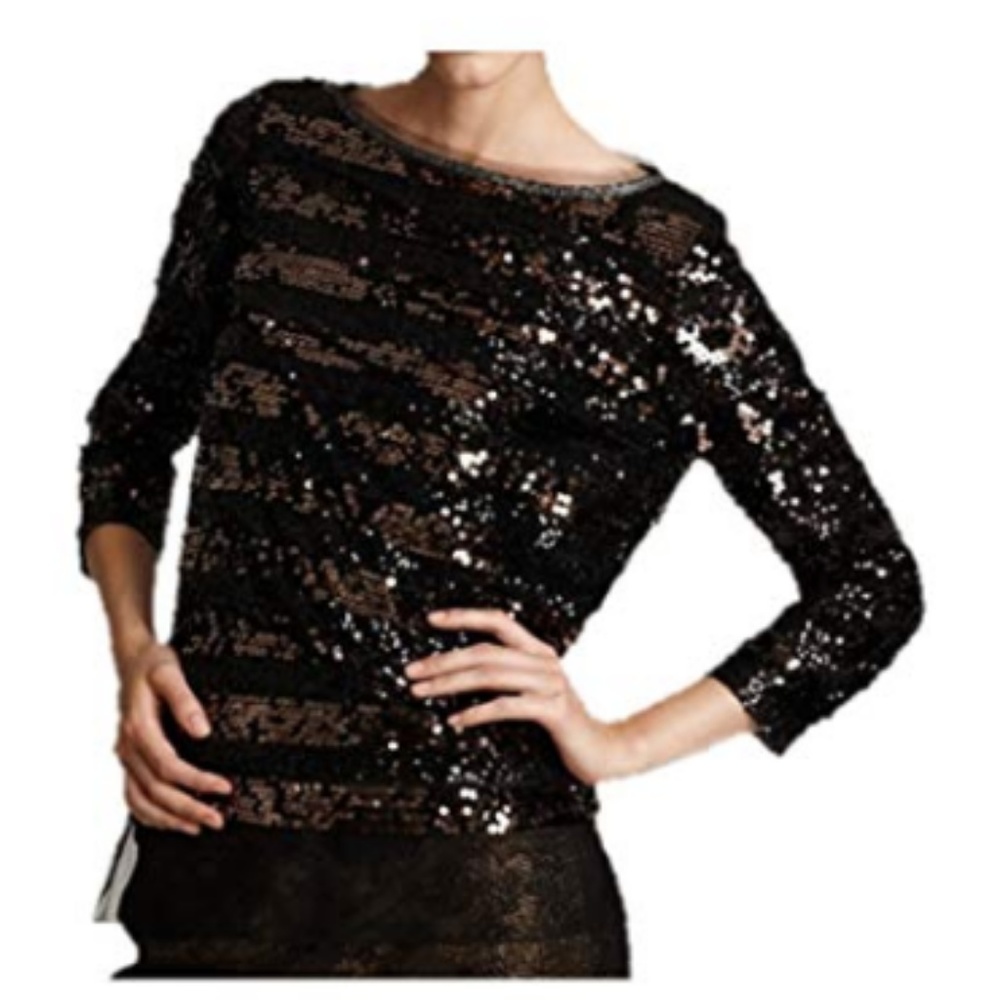 Elie Tahari Sequin Boatneck Pauline Evening Top